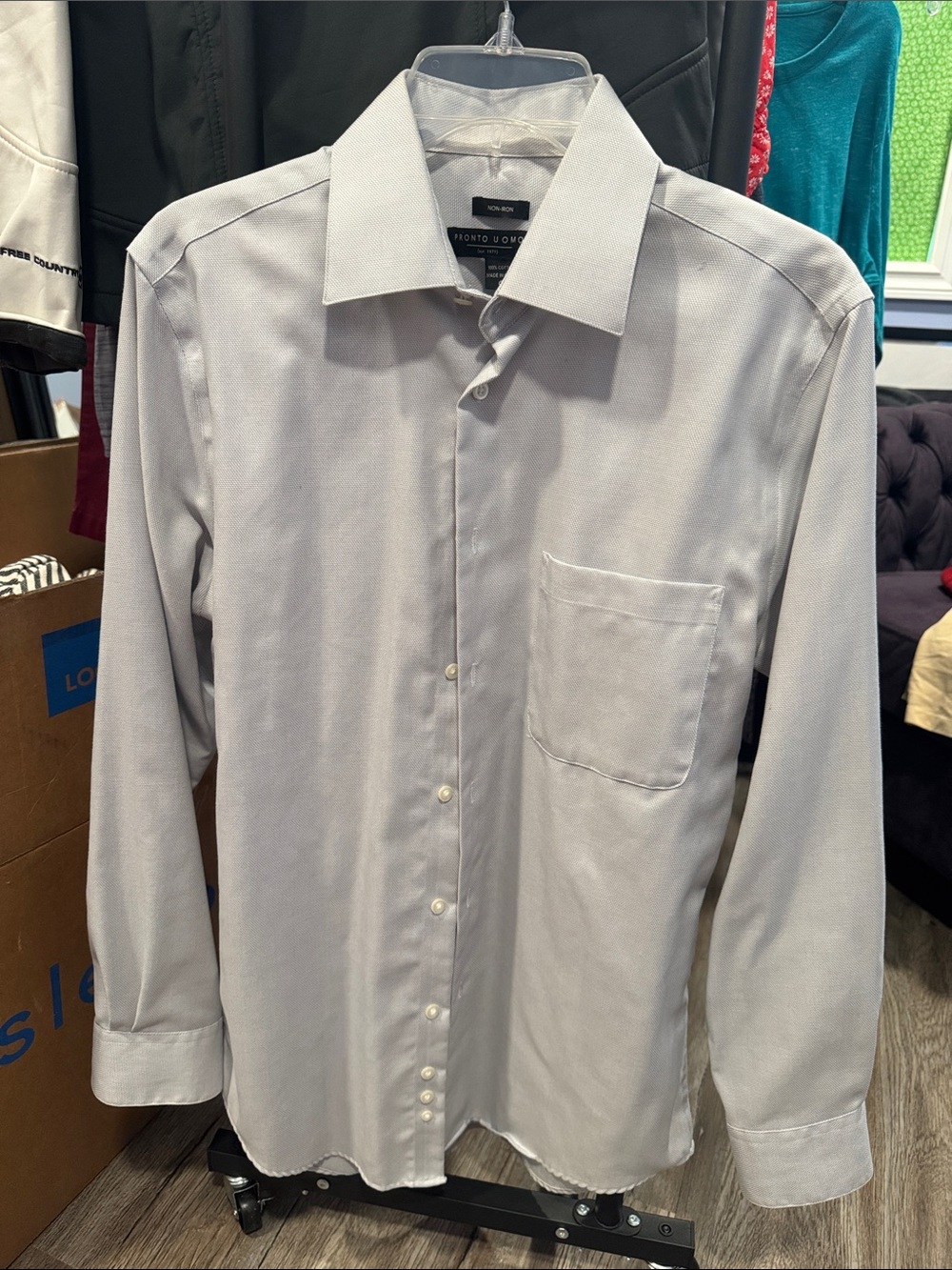 Pronto Uomo Light Gray Long-Sleeve Dress Shirt